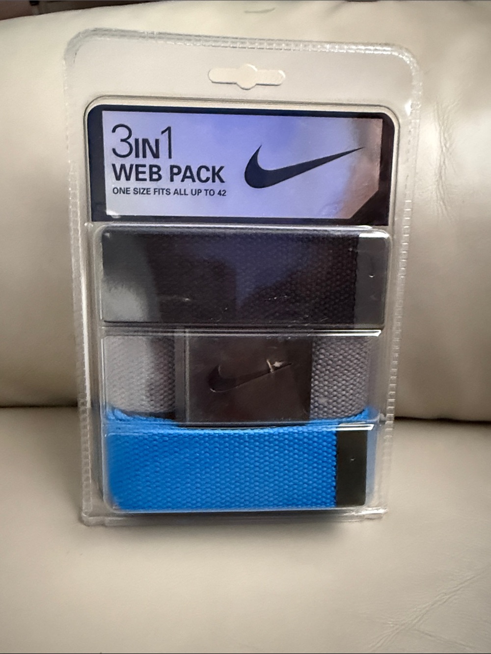 Nike 3-in-1 Web Pack Belts - Black, Gray, Blue
